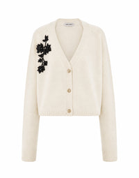 Cardigan en cachemire brodé - Ivory