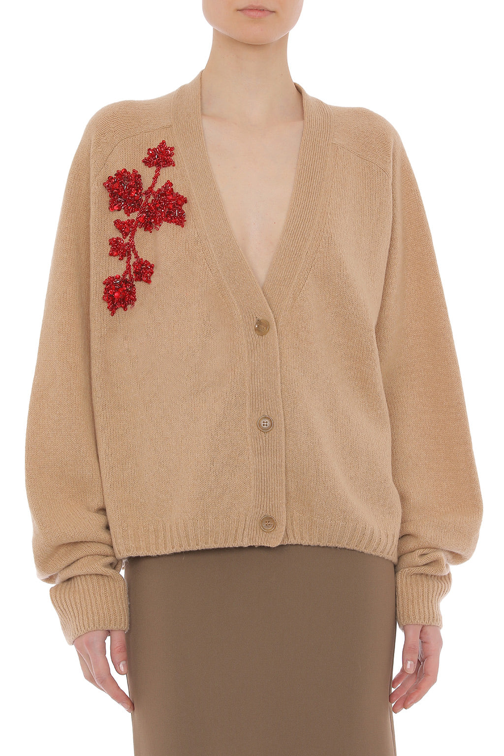 Cardigan en cachemire brodé - Beige