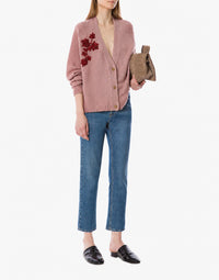 Cardigan en cachemire brodé - Pink