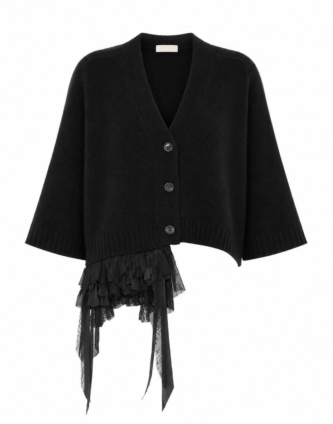 Cardigan Orné de Motifs Floraux - Black
