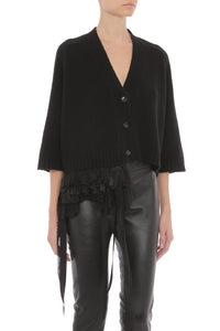 Cardigan Orné de Motifs Floraux - Black