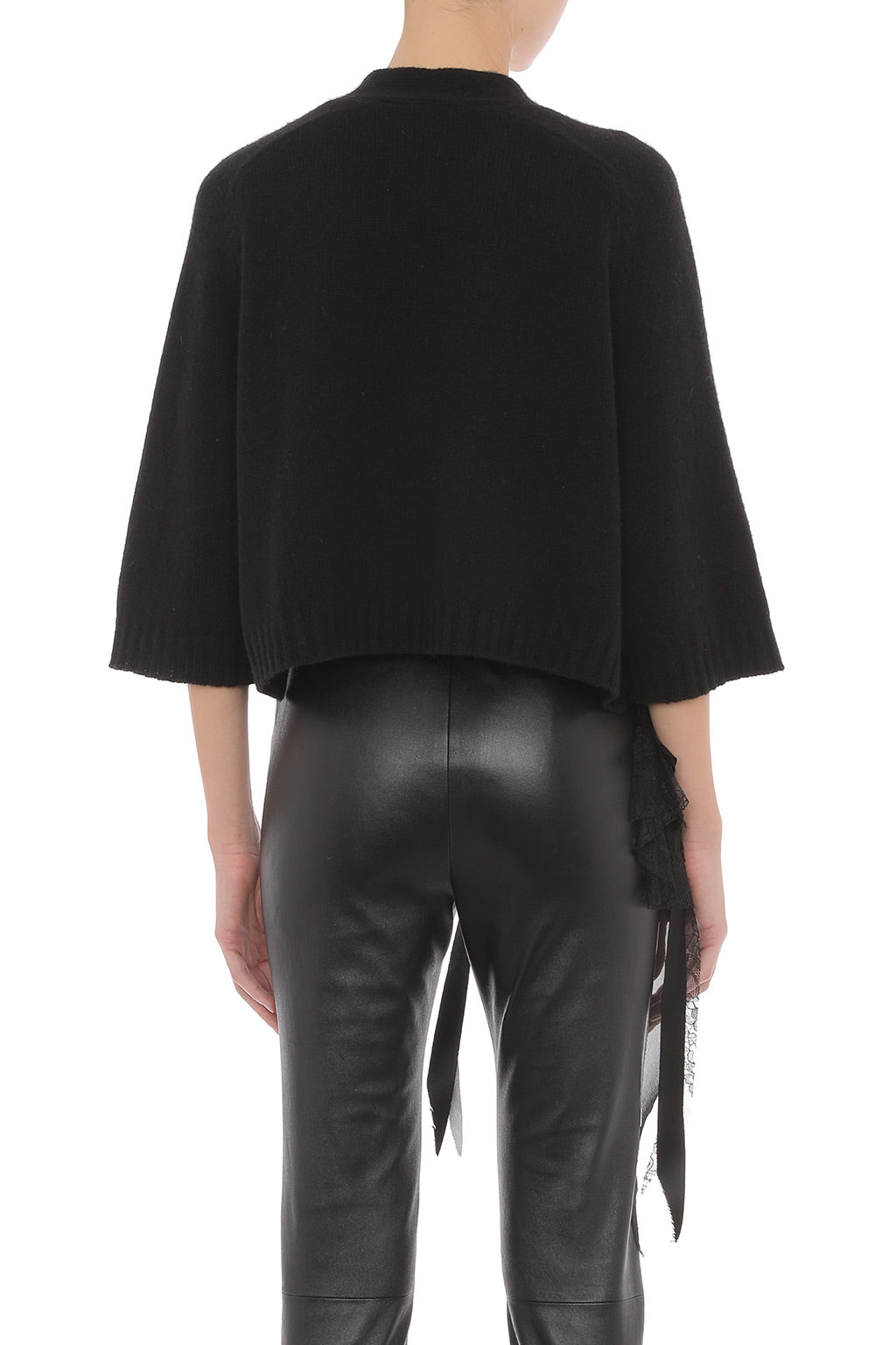 Cardigan Orné de Motifs Floraux - Black