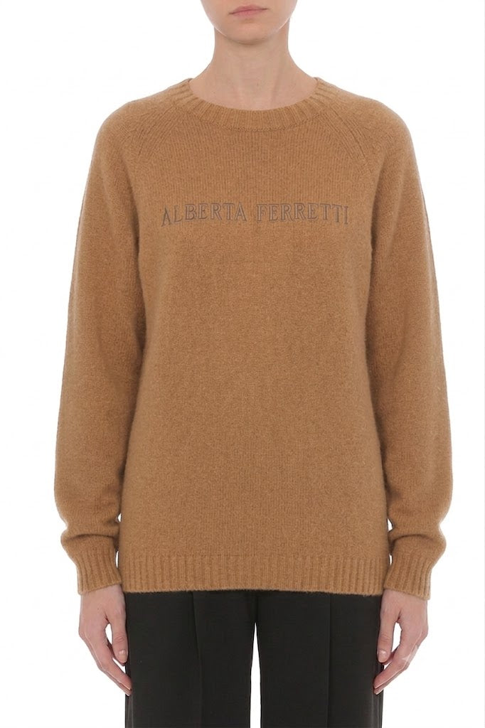 Pull en cachemire avec logo - Beige