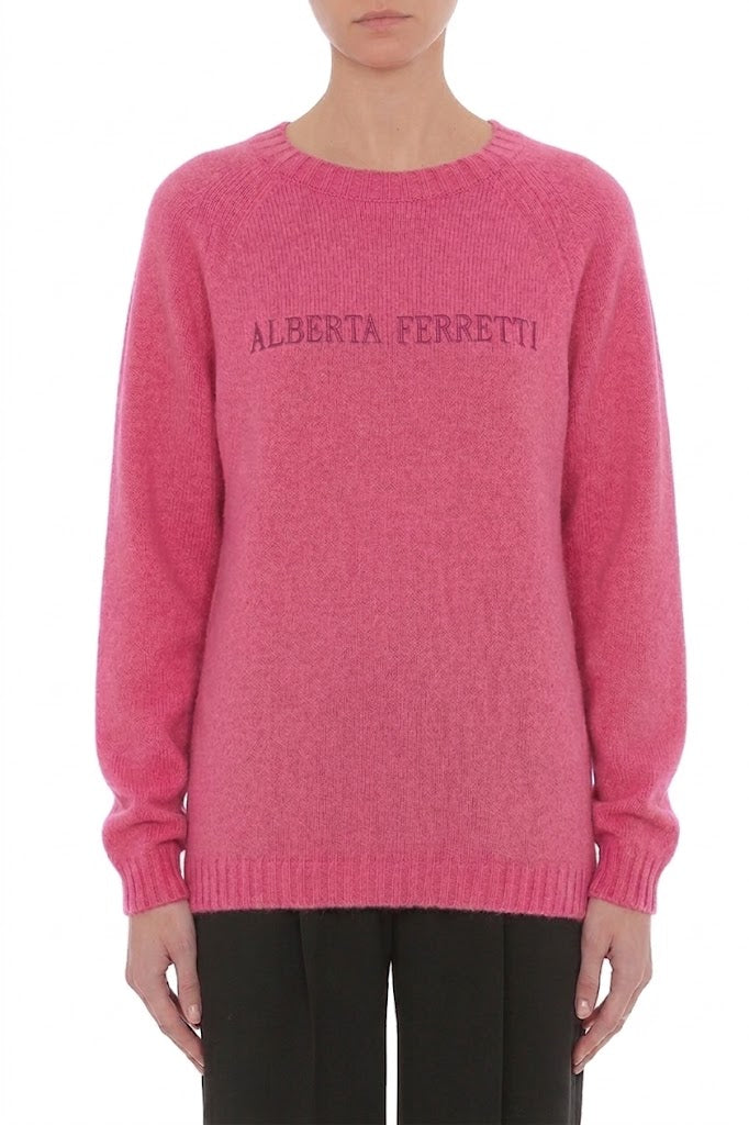 Pull en cachemire avec logo - Pink