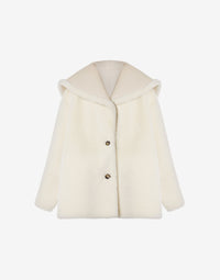 Veste réversible en shearling avec capuche - Ivory