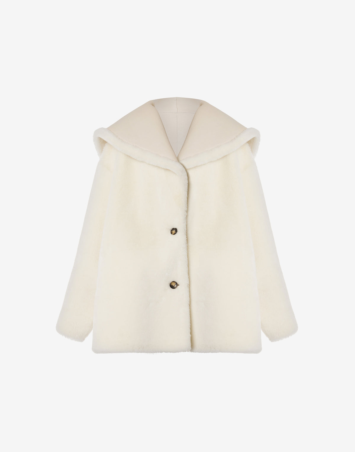 Veste réversible en shearling avec capuche - Ivory