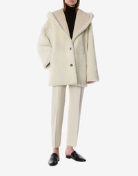 Veste réversible en shearling avec capuche - Ivory
