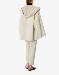 Veste réversible en shearling avec capuche - Ivory