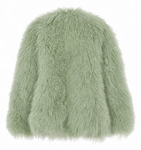 Veste Effet Fourrure Bouclée - Green