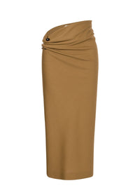 Jupe midi en laine tropicale - Beige