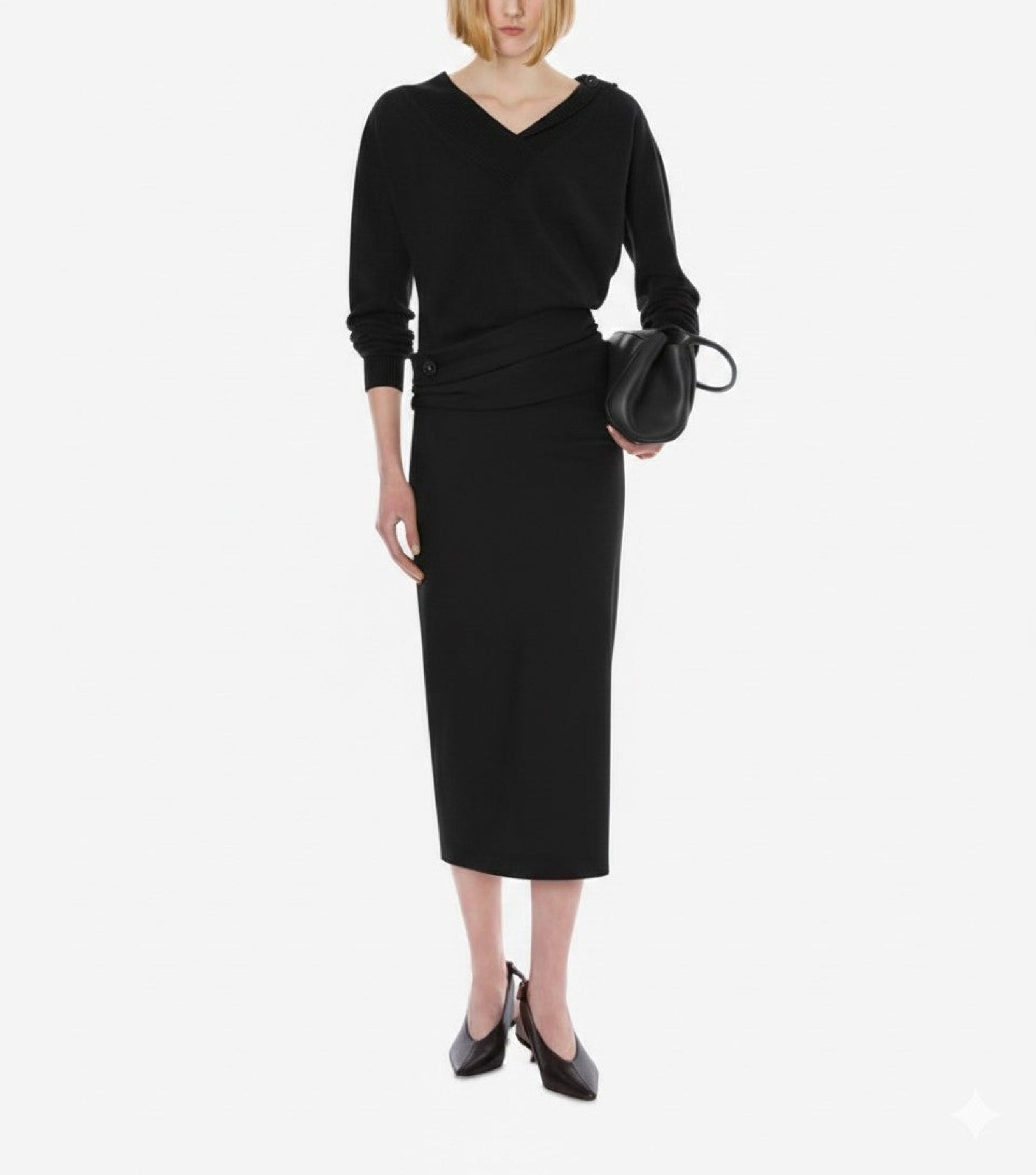 Jupe midi en laine tropicale - Grey