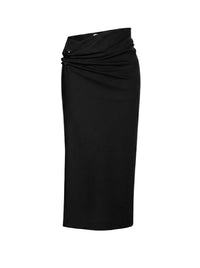 Tropical wool midi skirt - Black