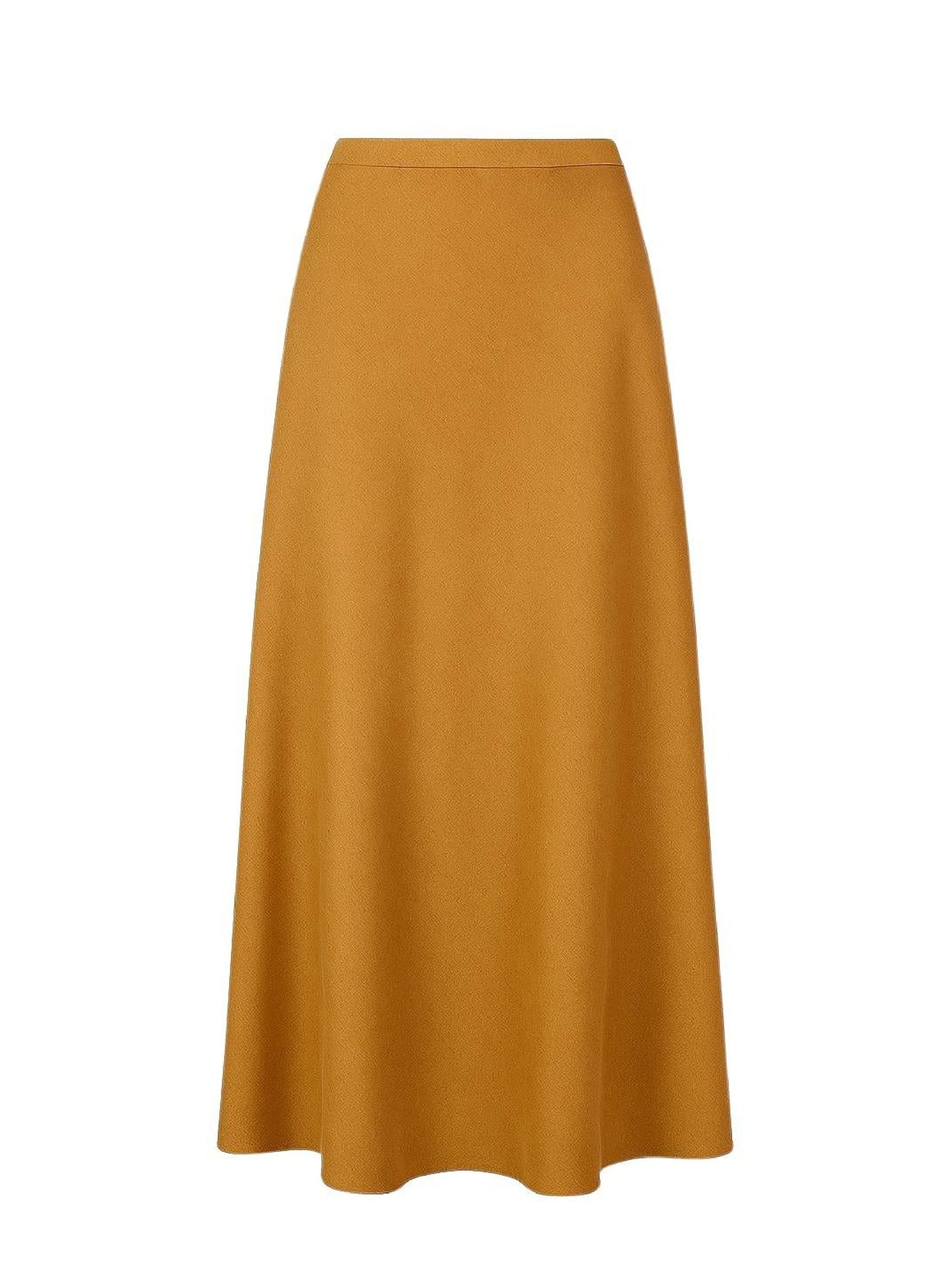 Jupe longue à enfiler en laine - Beige