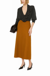 Jupe longue à enfiler en laine - Beige