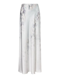 Jupe longue en satin lavé avec imprimé degrade. - Fantasy Ice Grey
