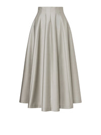 Jupe midi en laine et soie - Ice Grey