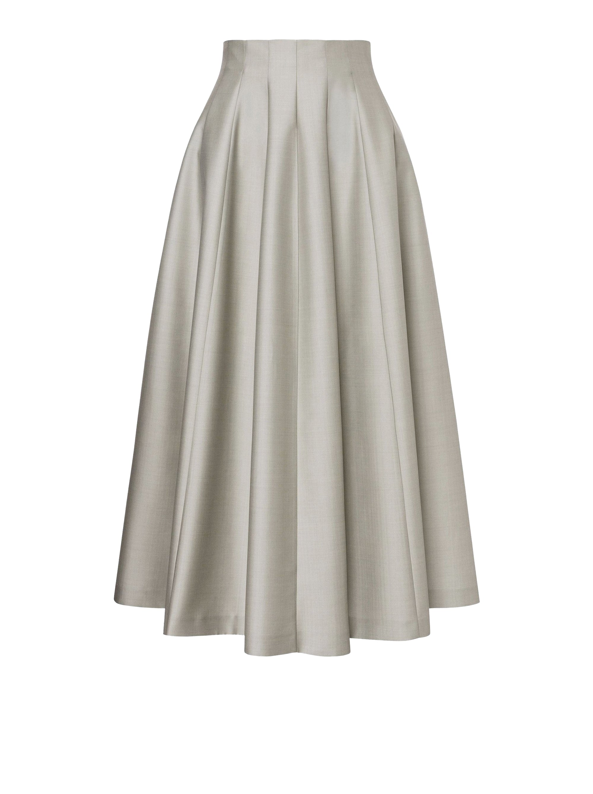 Jupe midi en laine et soie - Ice Grey