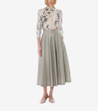 Jupe midi en laine et soie - Ice Grey