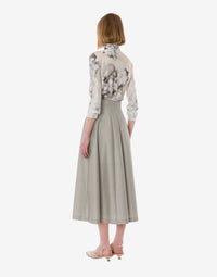 Jupe midi en laine et soie - Ice Grey