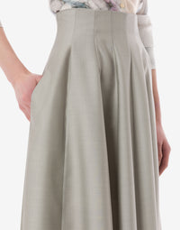 Jupe midi en laine et soie - Ice Grey