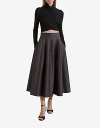Jupe midi en laine et soie - Grey