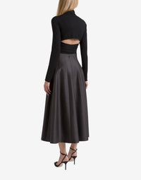 Jupe midi en laine et soie - Grey