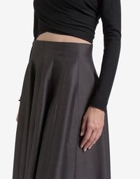 Jupe midi en laine et soie - Grey