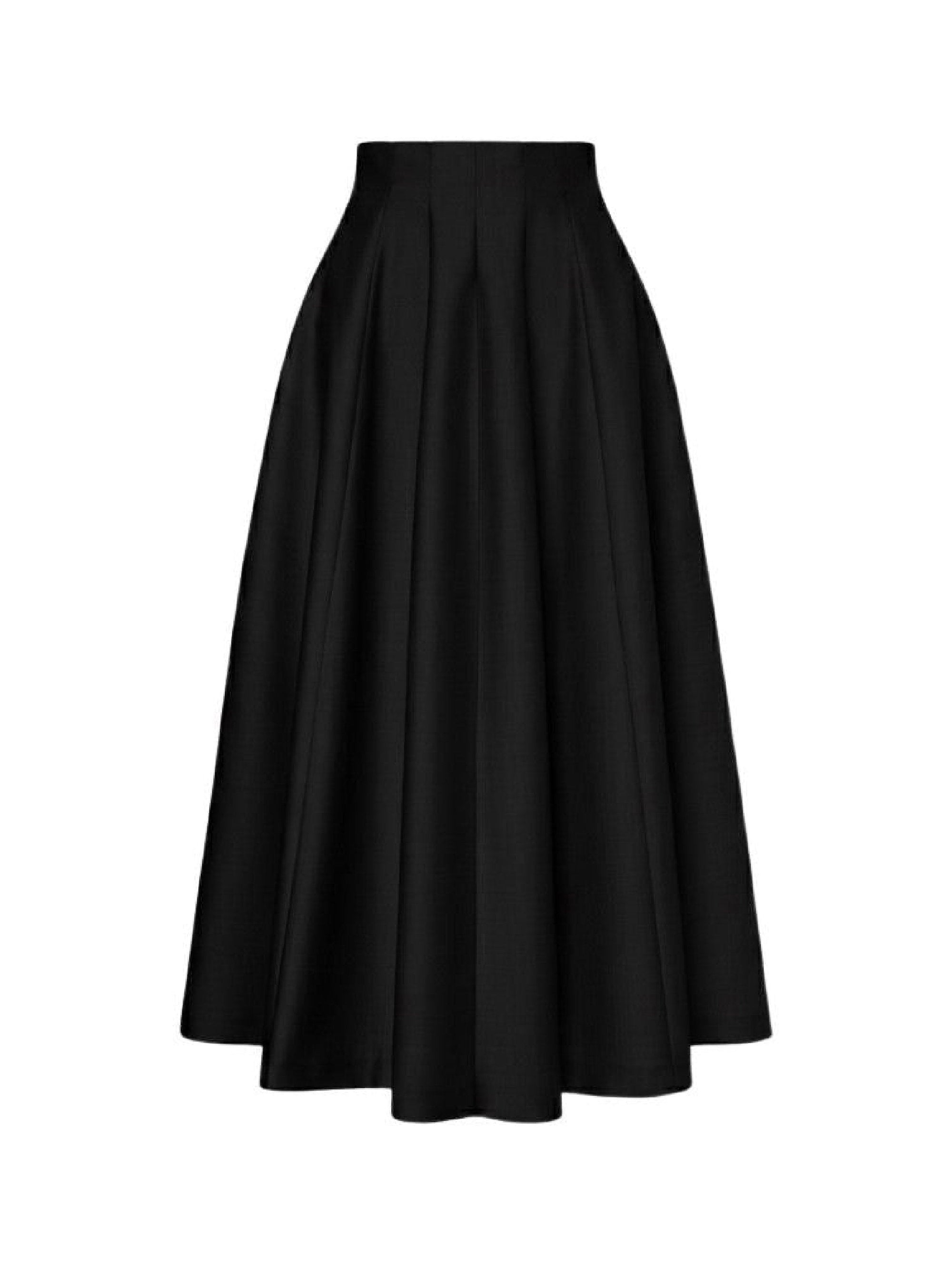 Wool and silk midi skirt - Black