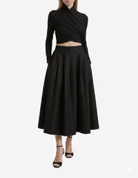 Wool and silk midi skirt - Black