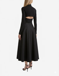 Wool and silk midi skirt - Black
