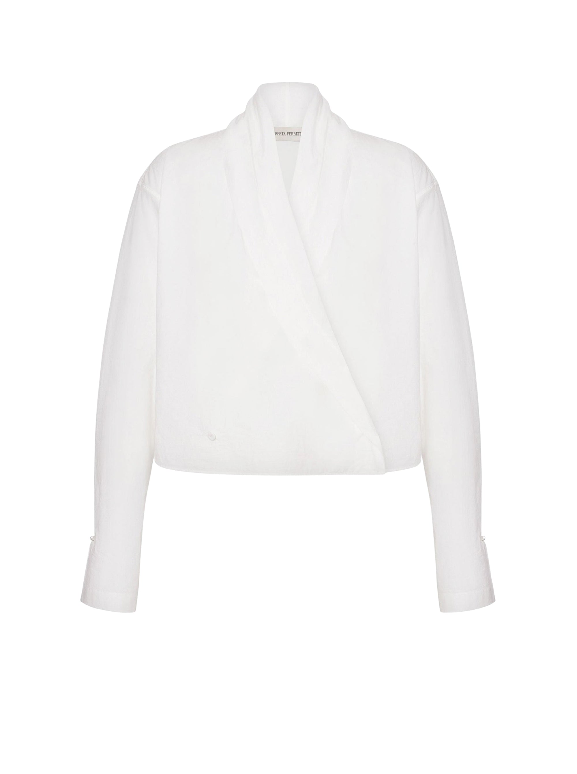 Chemise croisée en popeline de coton - White