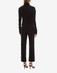 Chemise en laine extensible avec franges en perles - Black