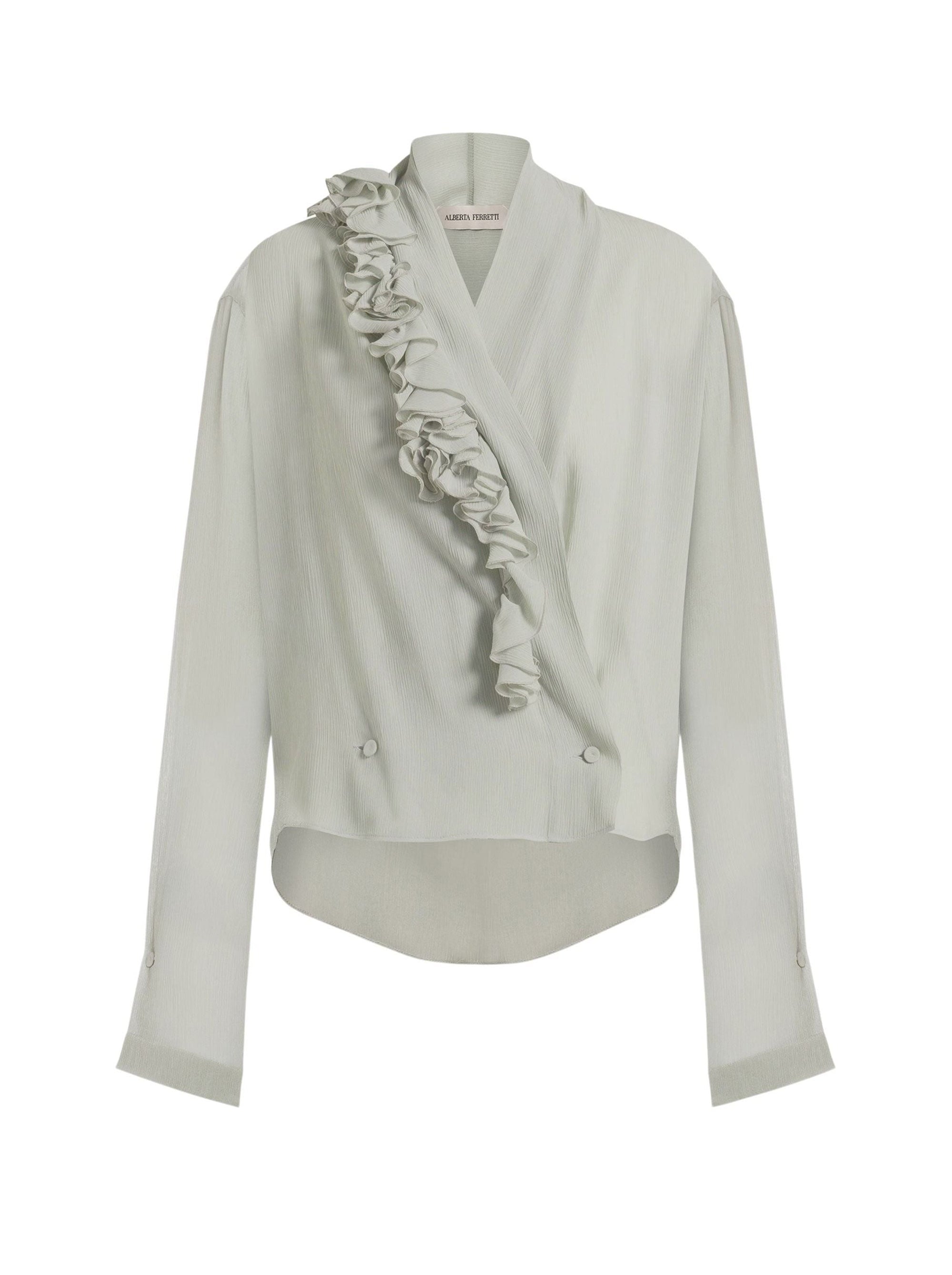 Chemise à col v florale - Ice Grey
