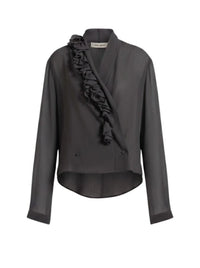 Chemise à col v florale - Grey