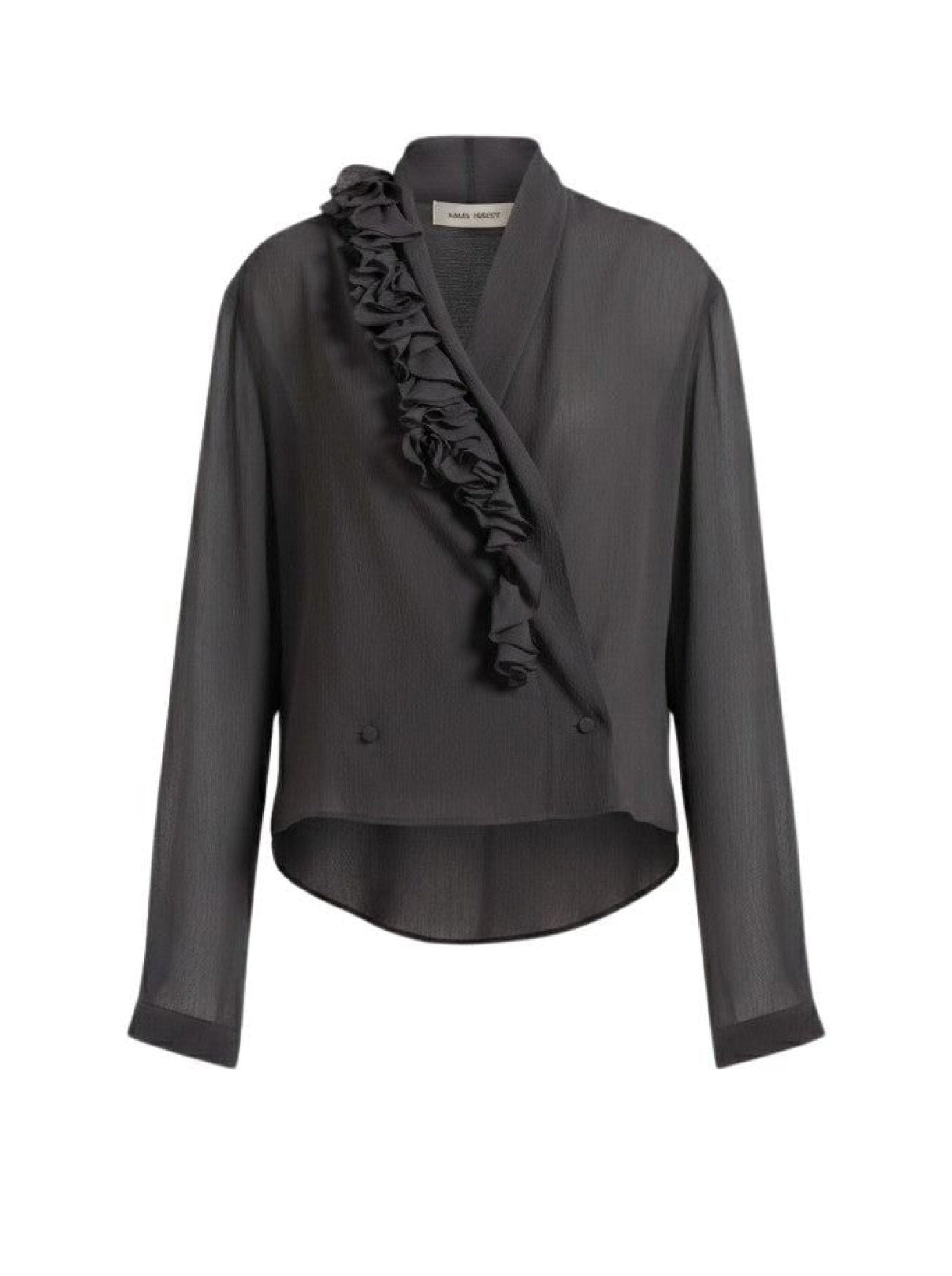 Chemise à col v florale - Grey