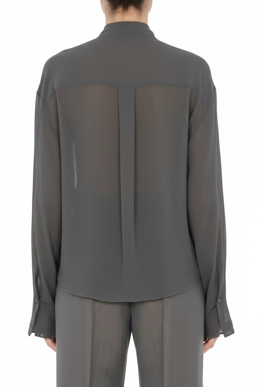 Chemise à col v florale - Grey