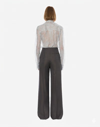 Chemise en dentelle avec encolure à volants - Ice Grey