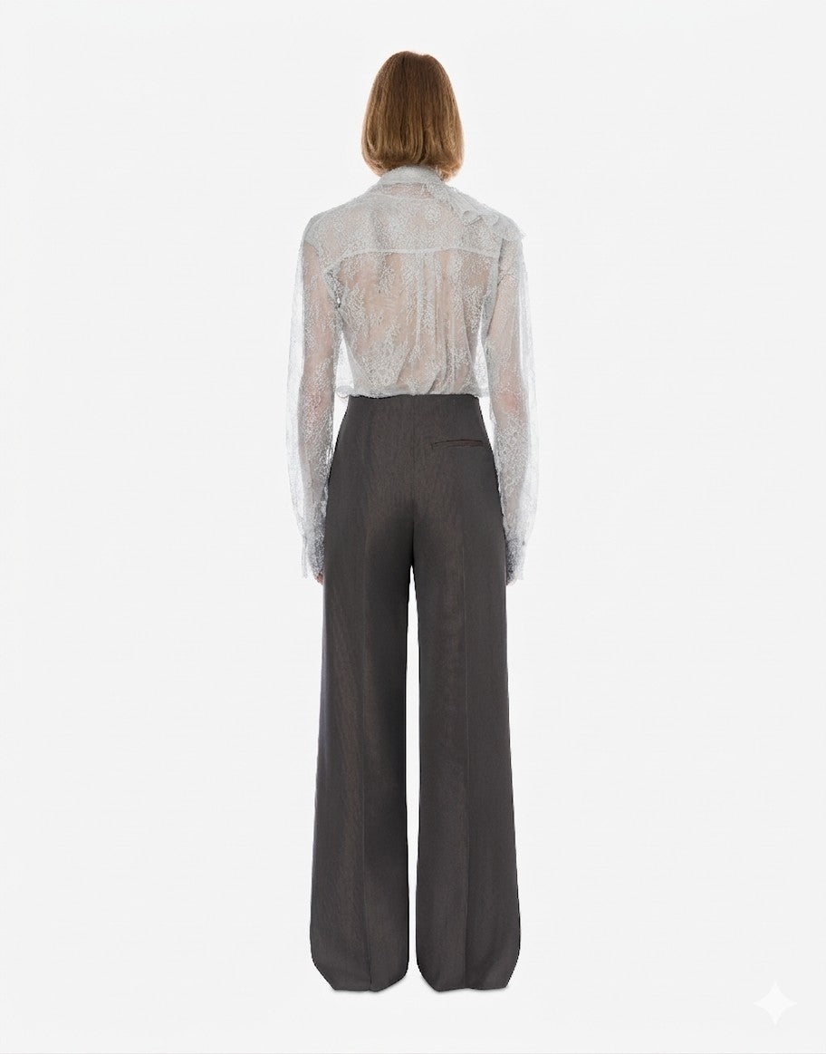 Chemise en dentelle avec encolure à volants - Ice Grey