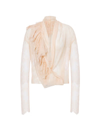 Chemise en dentelle avec encolure à volants - Pink