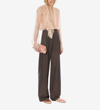 Chemise en dentelle avec encolure à volants - Pink