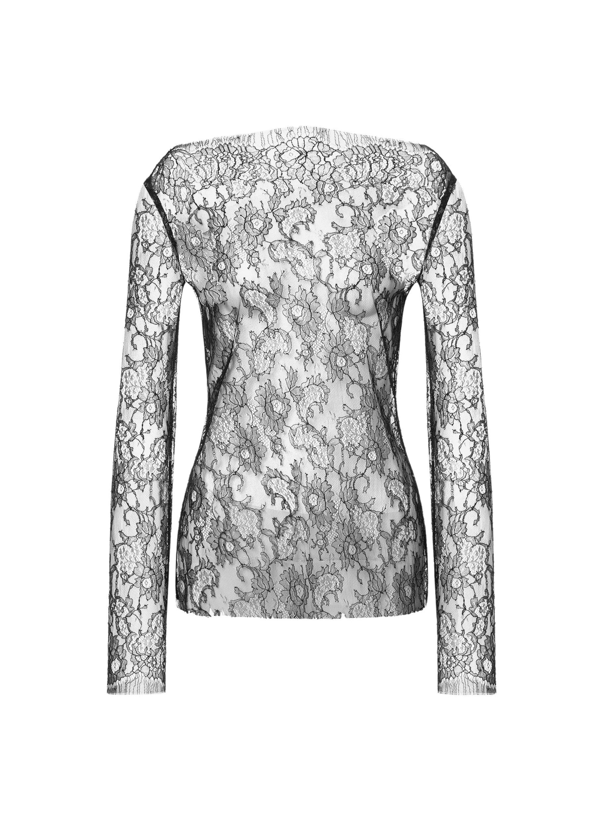 Top en dentelle transparente - Black