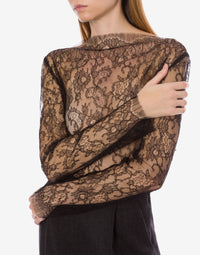 Top en dentelle transparente - Black