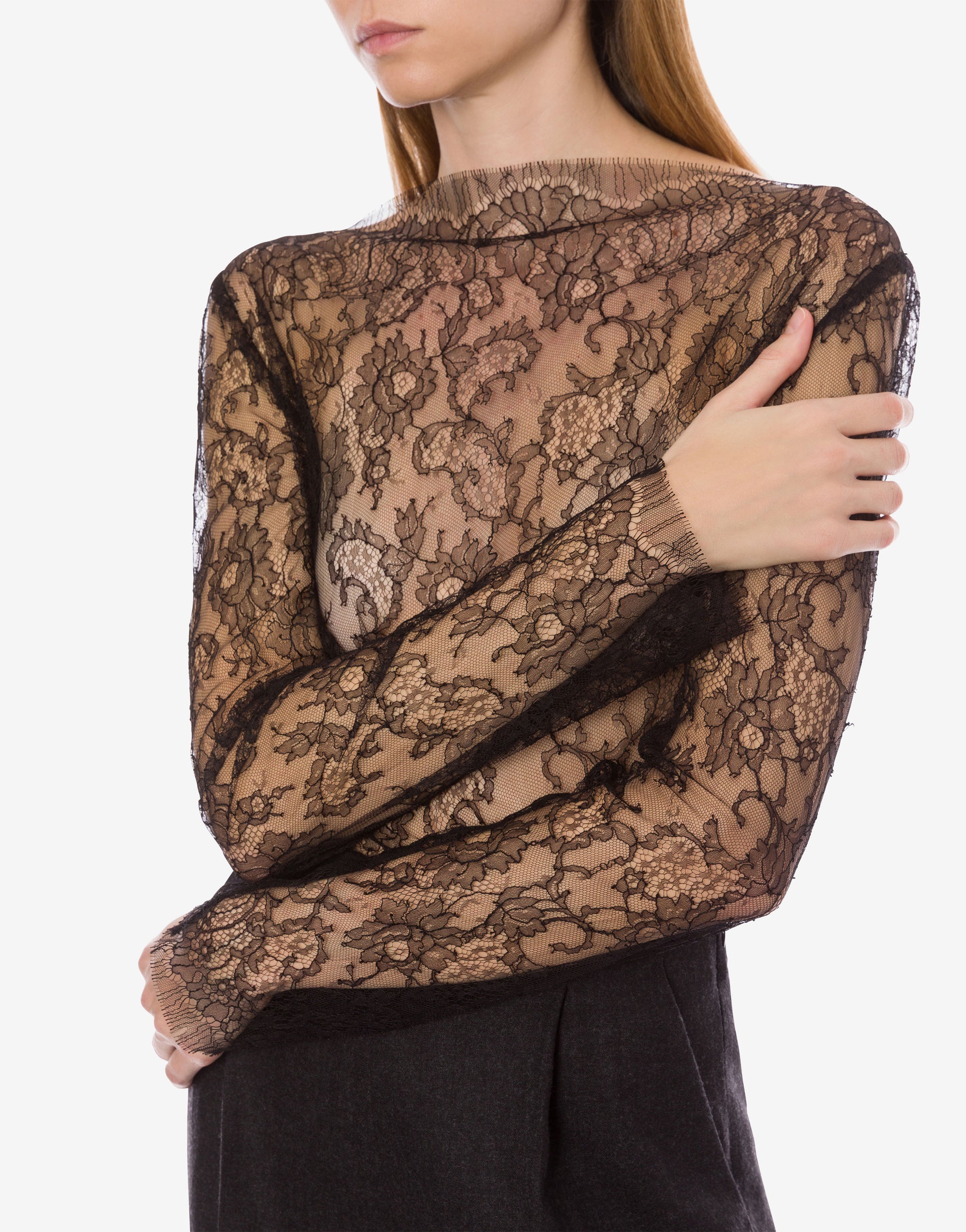 Top en dentelle transparente - Black