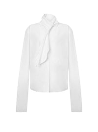Chemise en popeline de coton avec nœud de cravate - White