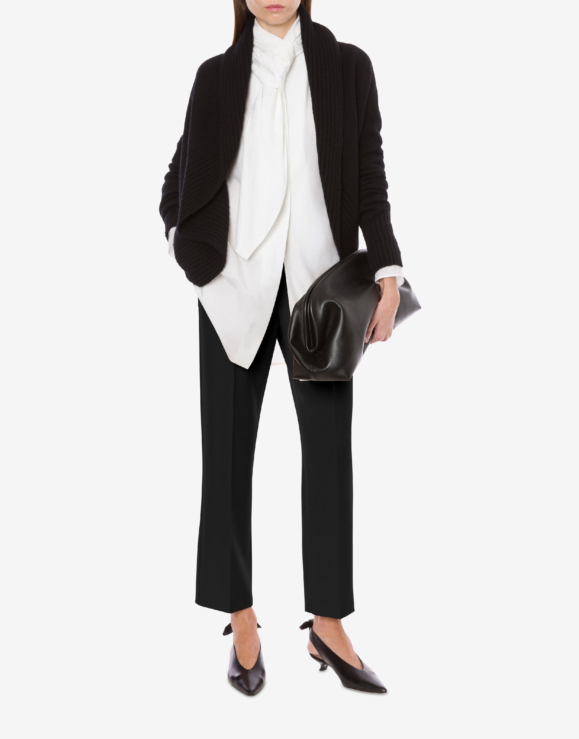 Chemise en popeline de coton avec nœud de cravate - White