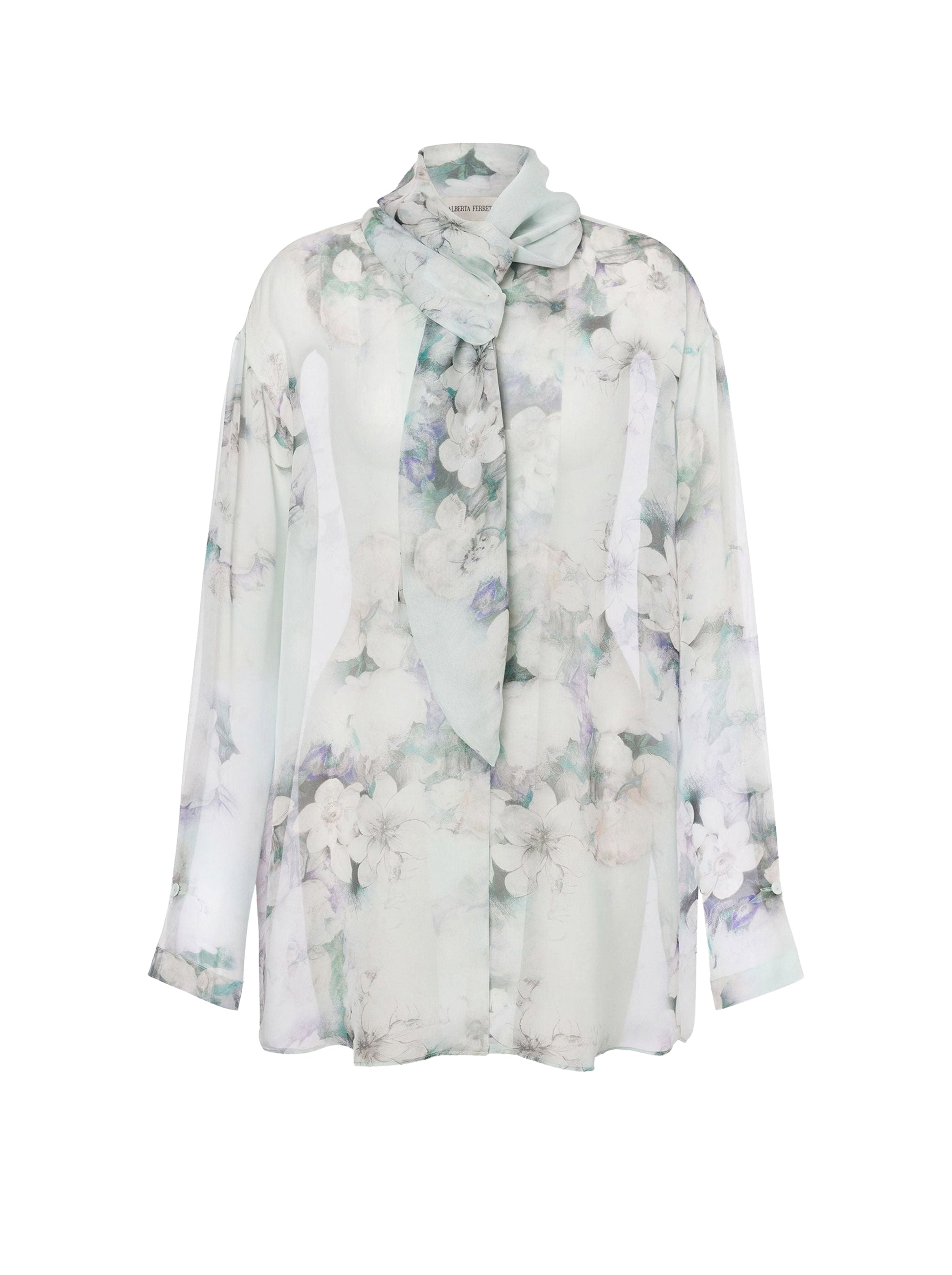 Chemise en mousseline de soie imprimée florale - Fantasy Ice Grey