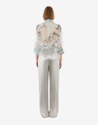 Chemise en mousseline de soie imprimée florale - Fantasy Ice Grey