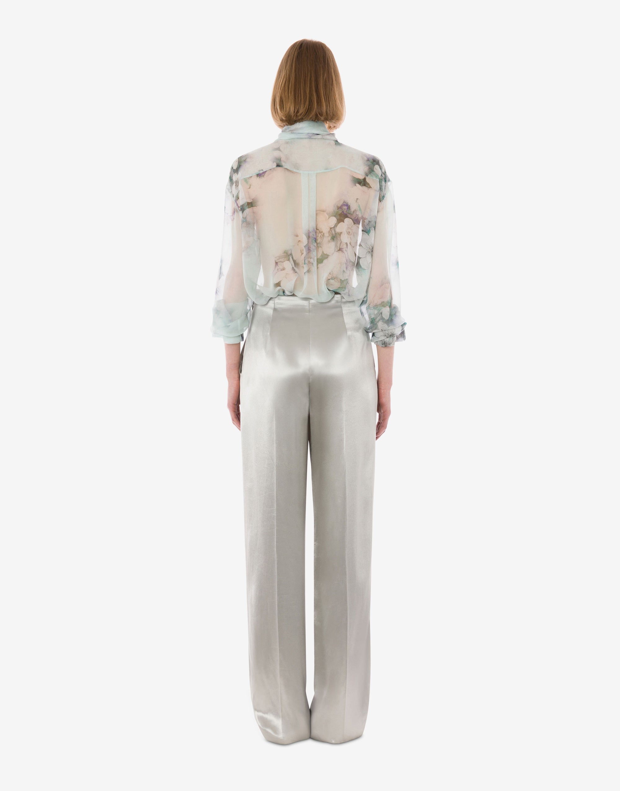 Chemise en mousseline de soie imprimée florale - Fantasy Ice Grey