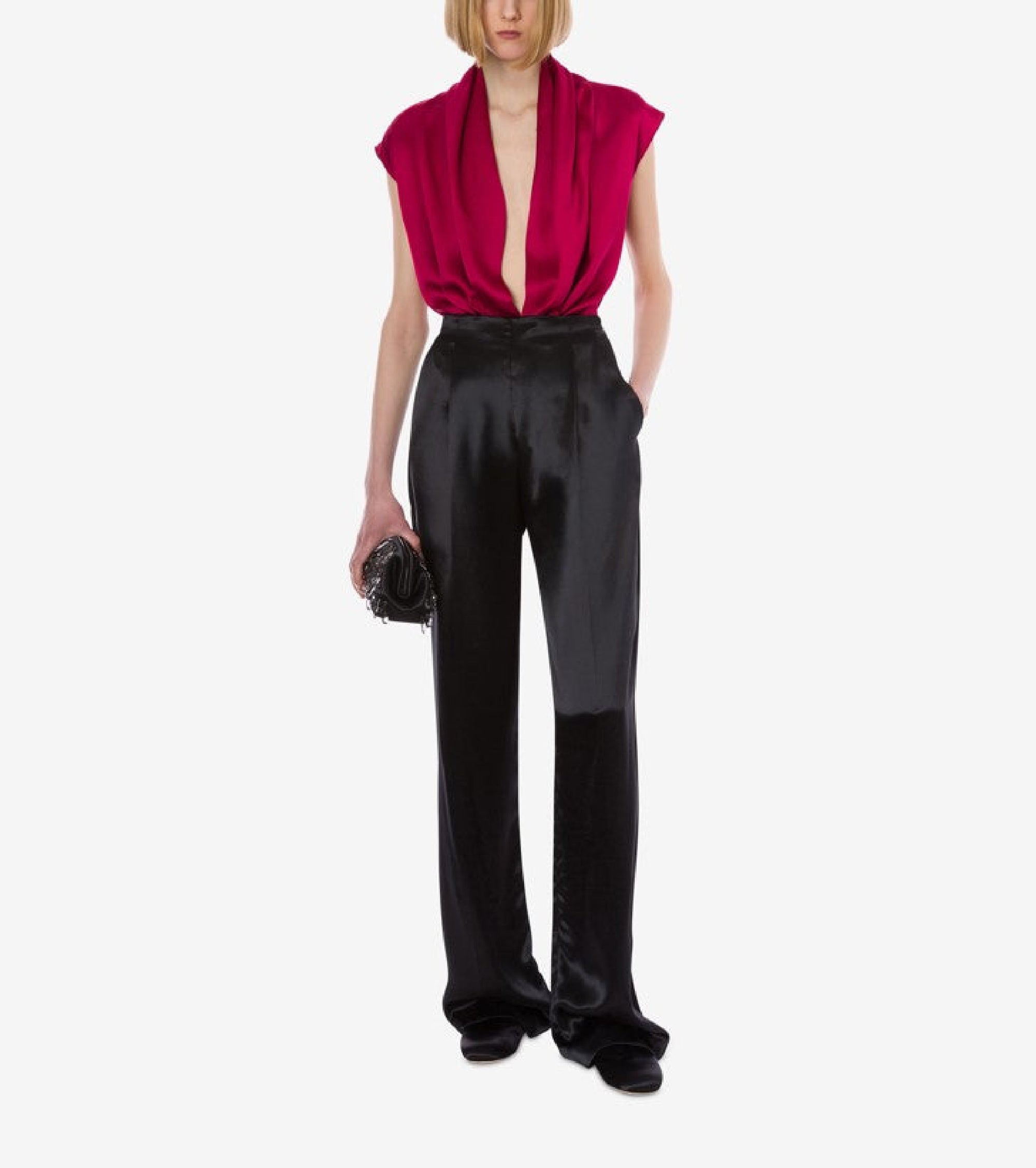 Chemise en satin brillant - Fuchsia