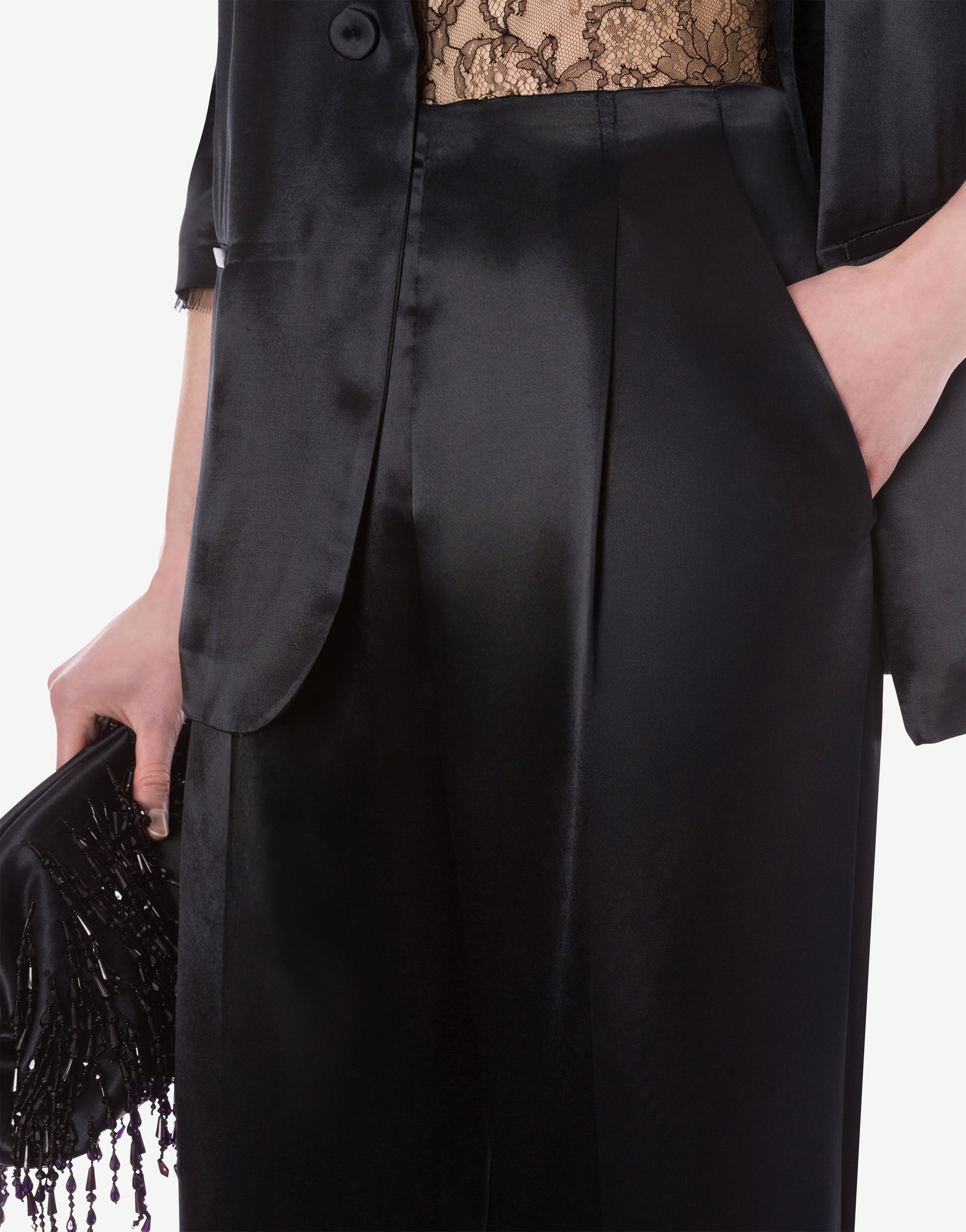 Pantalon en satin brillant - Black